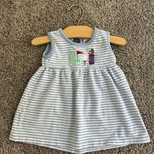 Charming Blue and White Striped Kids Dress
